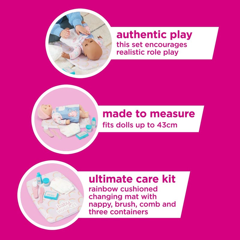 CASDON Ultimate Care Kit for Dolls: Authentic Play with Rainbow Cushioned Changing Mat, Nappy, Brush, Comb, and Containers - Suitable for Dolls up to 46cm - Encourages Realistic Role Play - Ages 3+ - Image 5